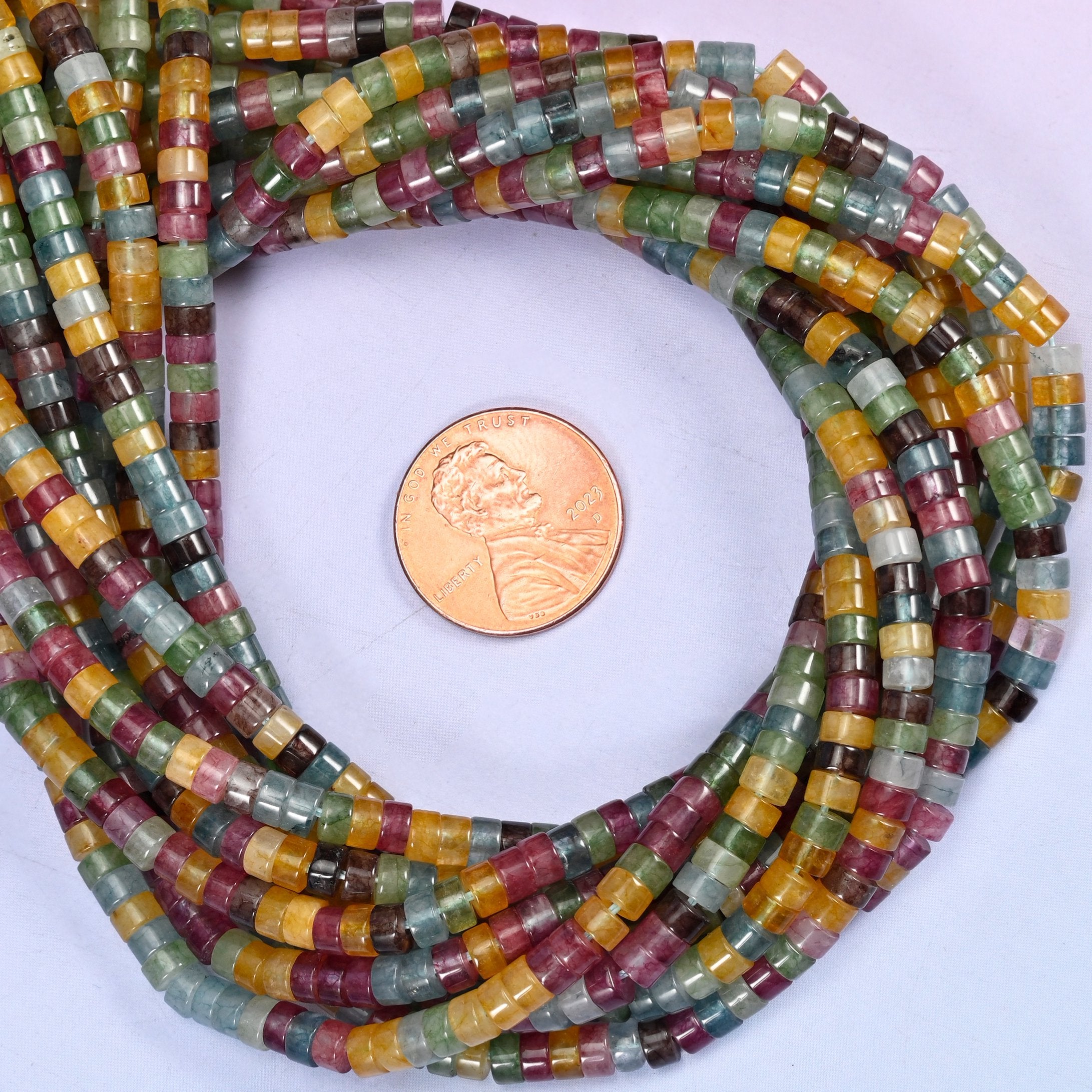 Colorful Fluorite Smooth Heishi Disc Beads: Jewelry Making Supply, 15.5 Inch Strand