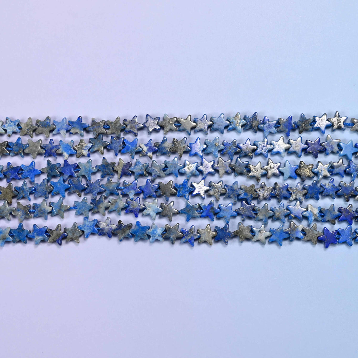 Lapis lazuli beads in denim and royal blue marbled with grey and chalk white