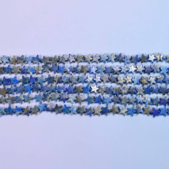 Lapis lazuli beads in denim and royal blue marbled with grey and chalk white