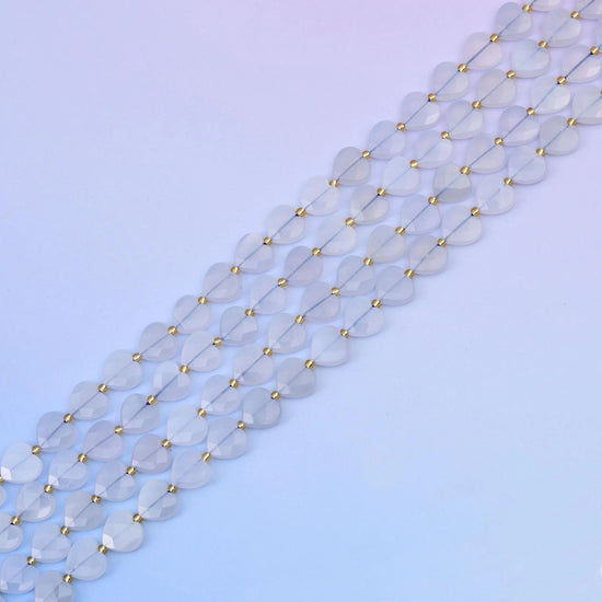 Blue chalcedony beads in icy pale blue with milky glow