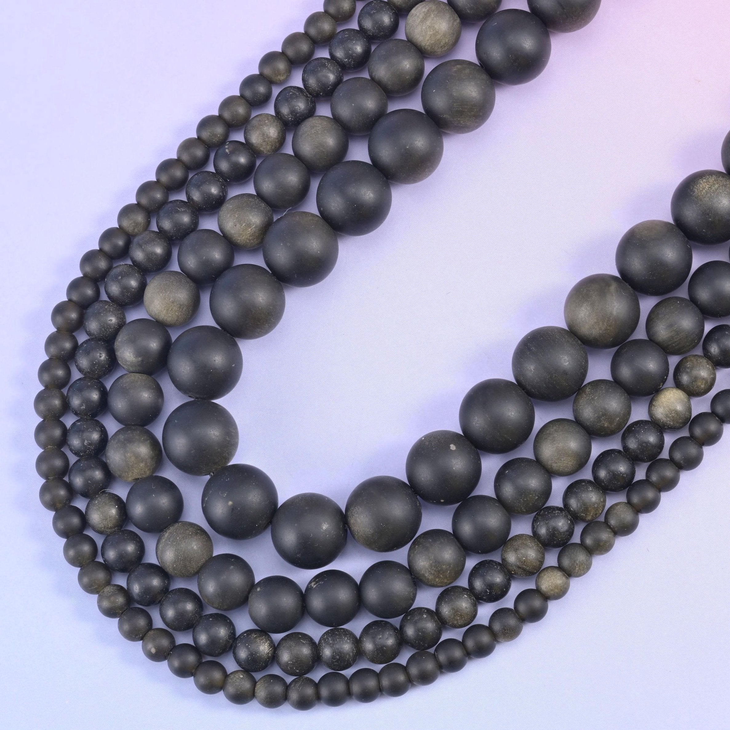 Gold Obsidian Matte Round Beads, hole 0.5mm to 1.2mm depending on size