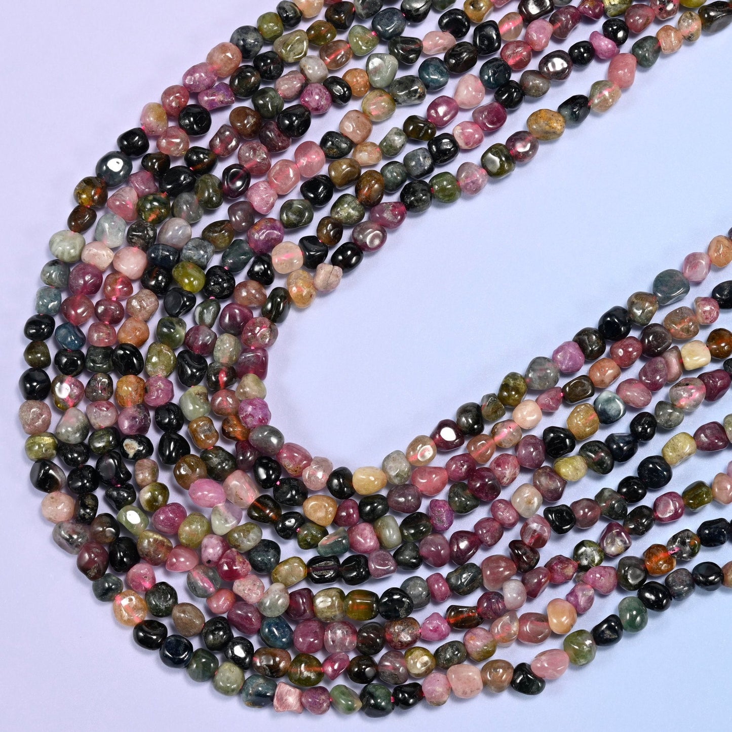 Colorful Tourmaline Tiny Nugget Beads, 15.5 inch strand