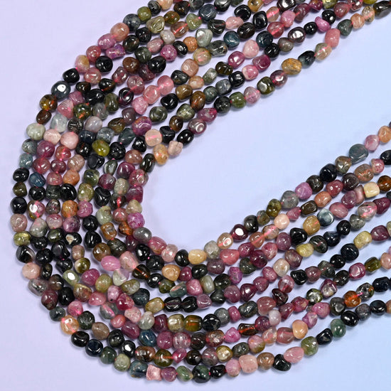 Colorful Tourmaline Tiny Nugget Beads, 15.5 inch strand