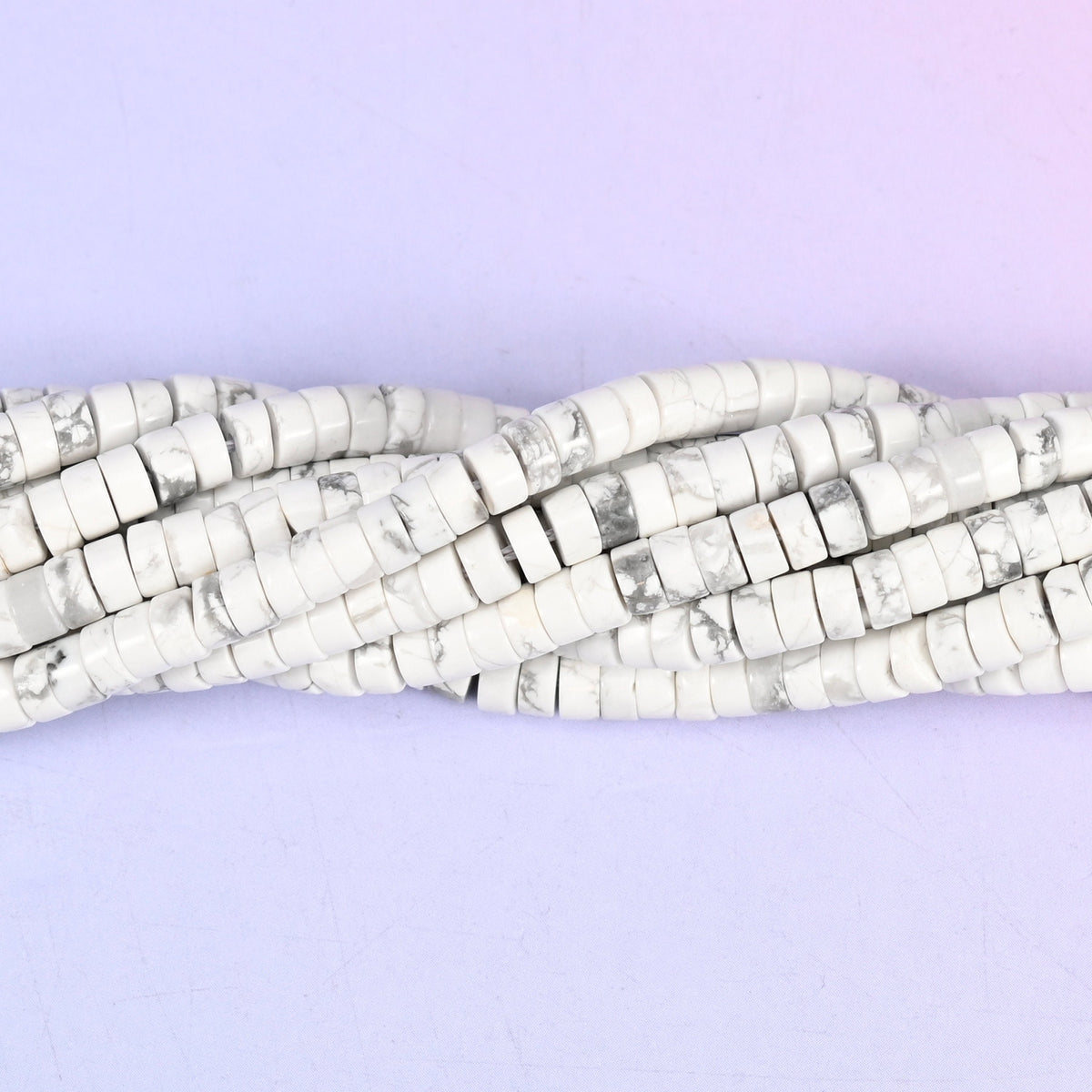 White Howlite Smooth Heishi Disc Beads, approximately 180 beads