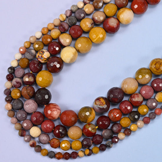 Mookaite Faceted Round Beads: Jewelry Making, 15 Inch Strand