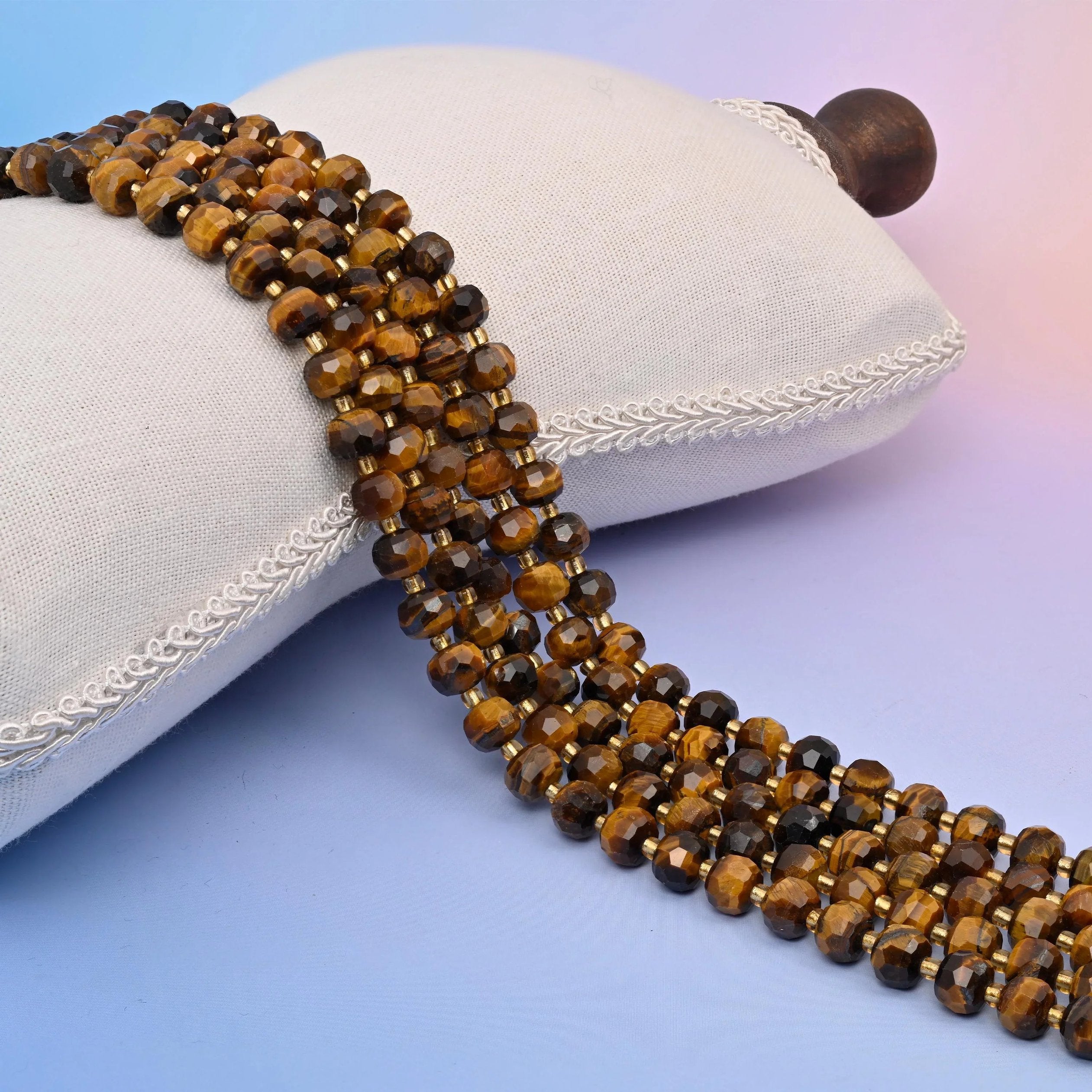 Yellow Tiger Eye Faceted Rondelle Beads 6x8mm