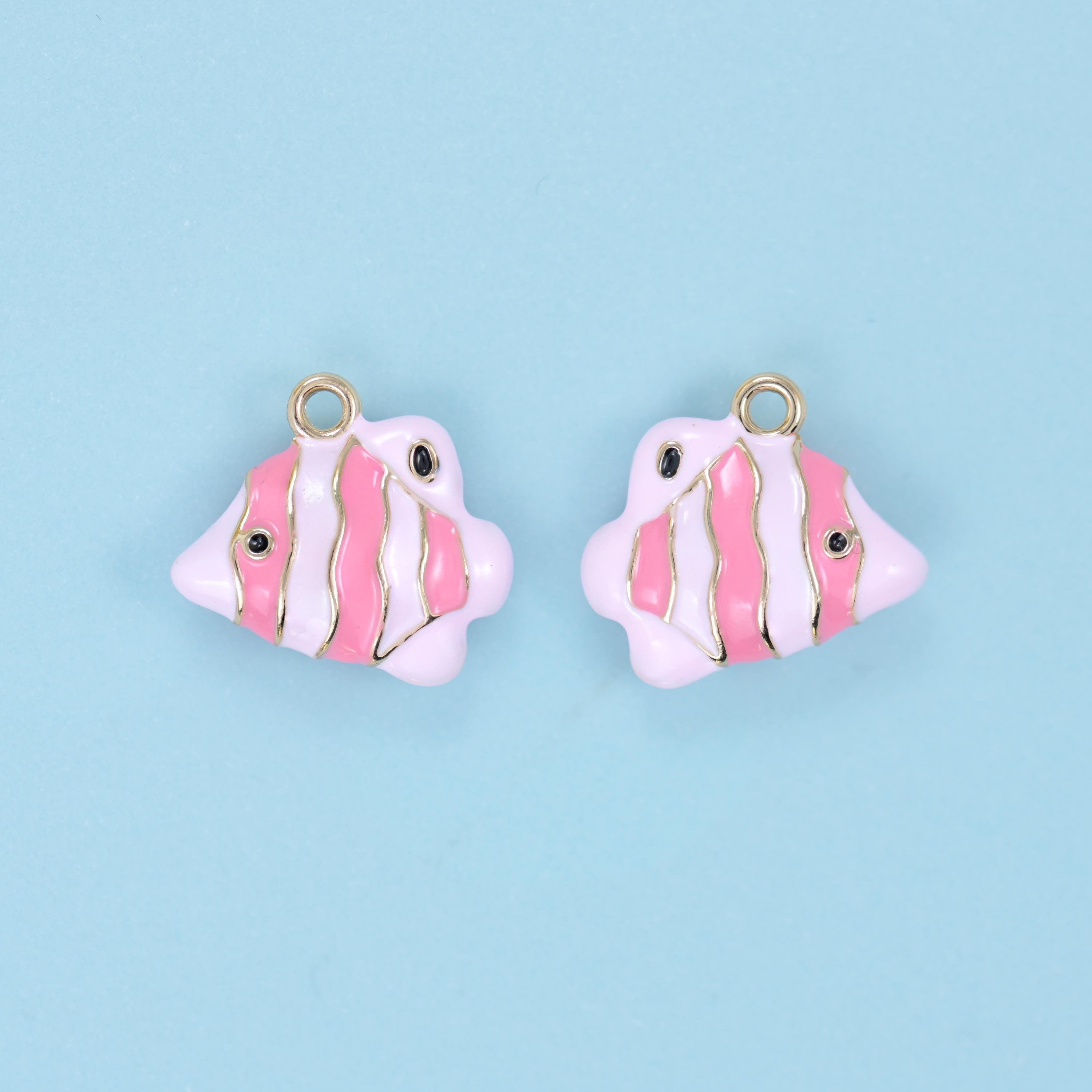 Tropical fish cut brass, 18k gold filled, beads
