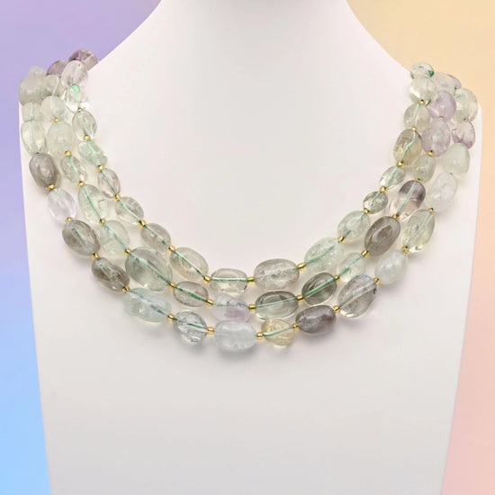 Green amethyst beads, oval nugget shape, 10-17mm
