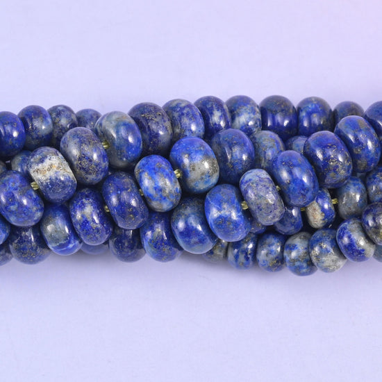 Rondelle cut Lapis Lazuli beads with a smooth polished finish