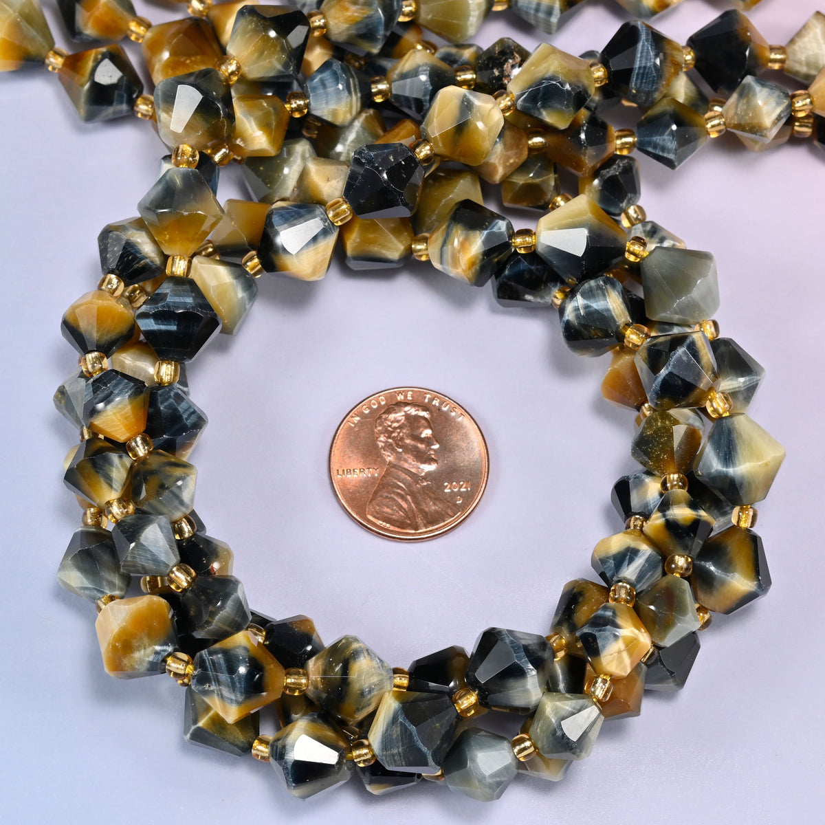 Dream Tiger Eye Bicone Beads 8mm 10mm Jewelry Making 15 Inch Strand