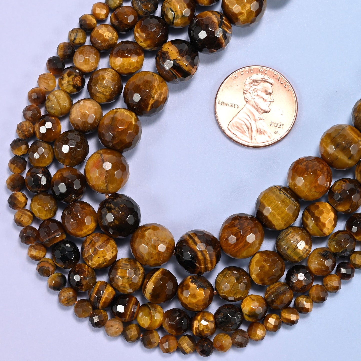 Tiger Eye Faceted Round Beads: Jewelry Making, 15 Inch Strand