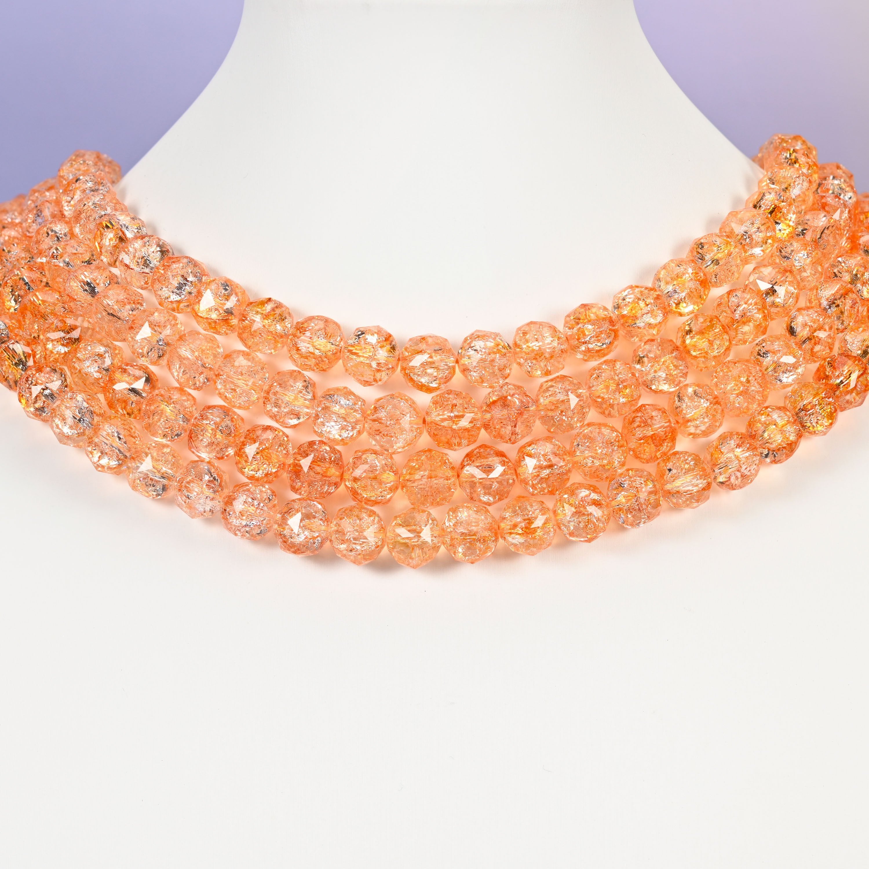 Orange glass beads, faceted round, 10mm