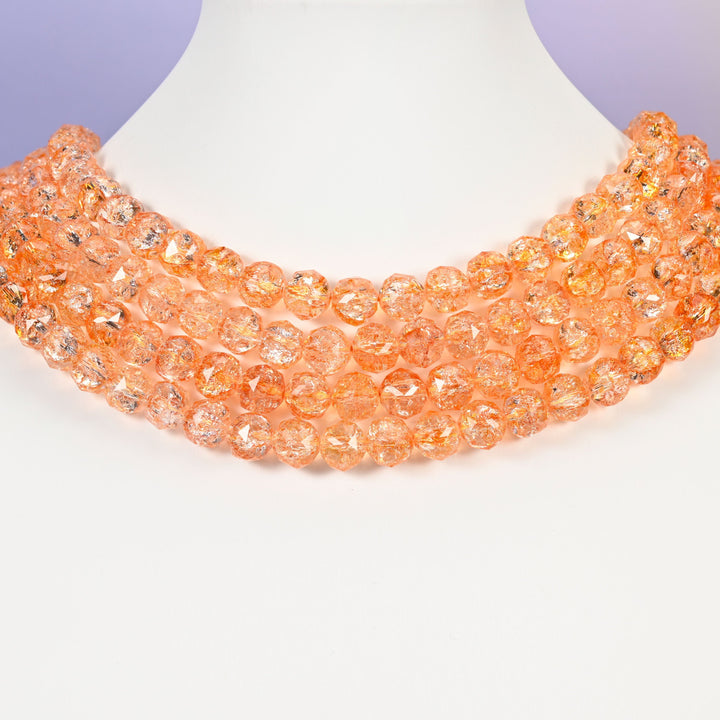 Orange glass beads, faceted round, 10mm