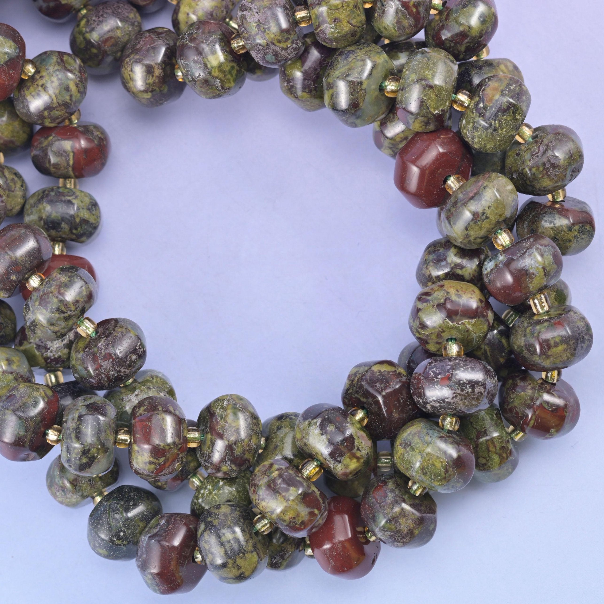Dragon Bloodstone Pumpkin Rondelle Beads Jewelry Making Size 12x8mm 15" Strand