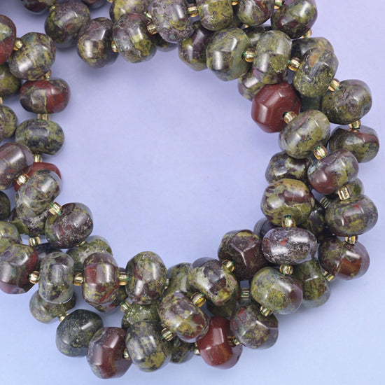 Dragon Bloodstone Pumpkin Rondelle Beads Jewelry Making Size 12x8mm 15" Strand