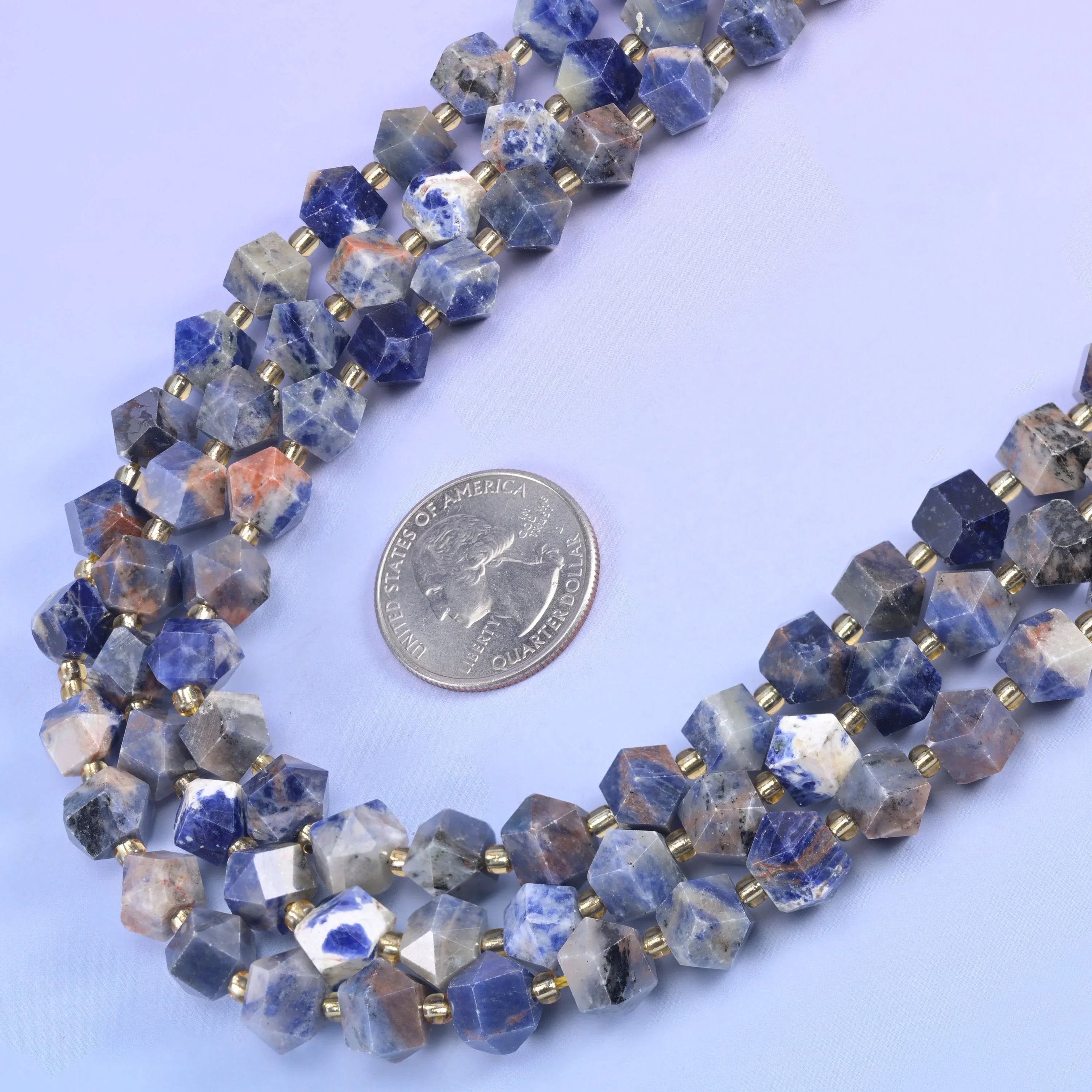 Faceted 8 Sides Diamond Rhombus Gemstone Beads, 15.5 Inch Strand.