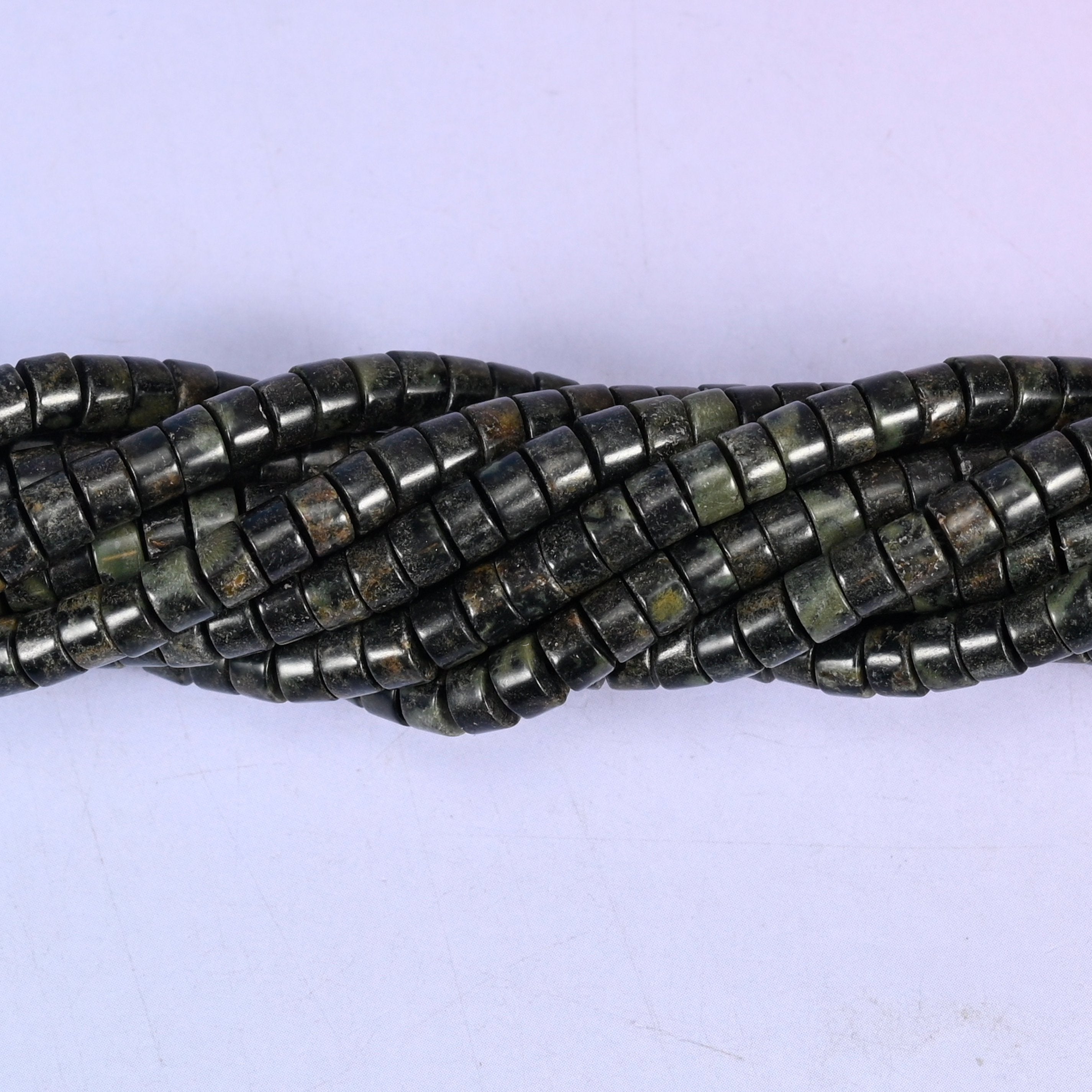Kambaba Jasper Smooth Heishi Disc Beads, sold per 15.5 inch strand