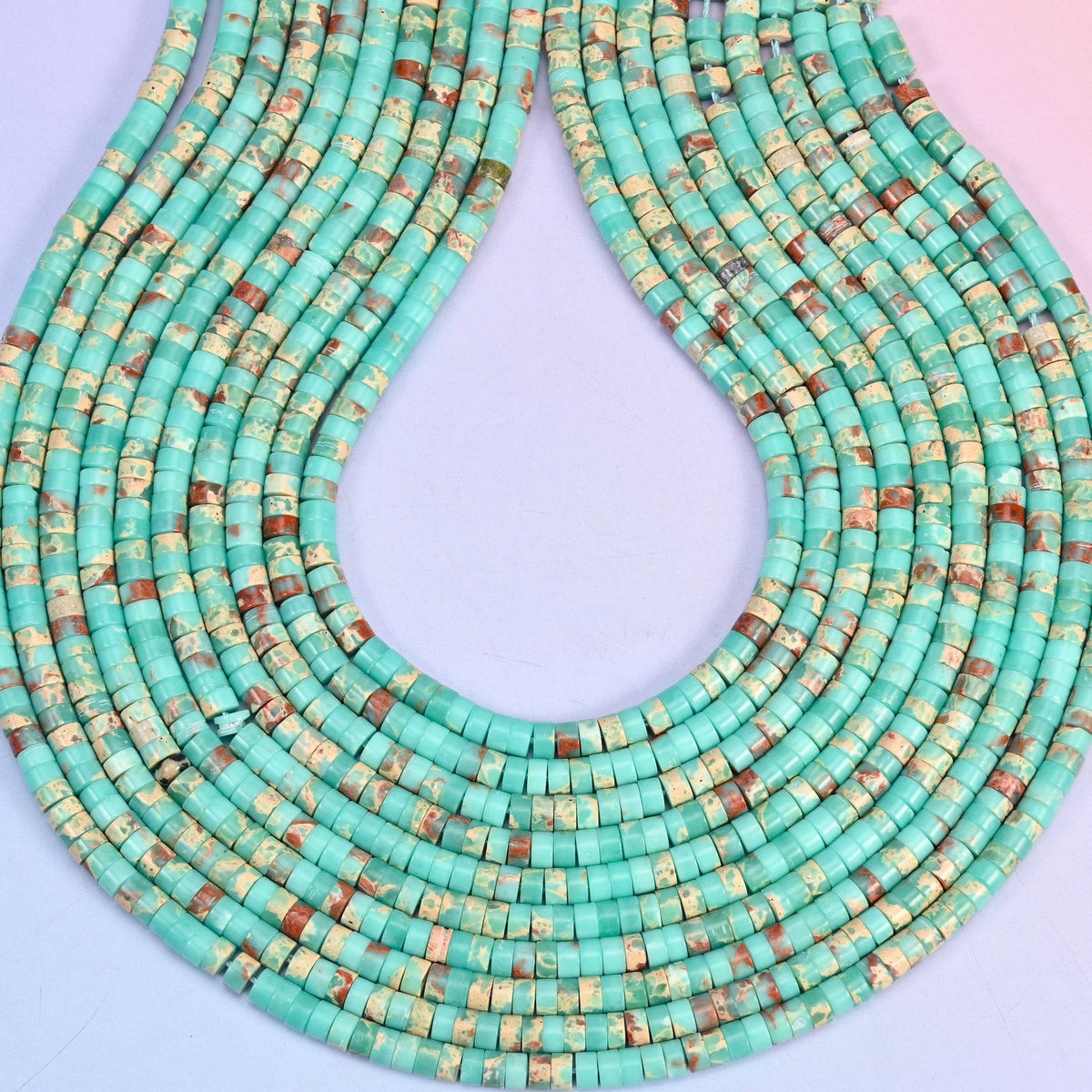 Blue Shoushan Stone Heishi Disc Beads 2x4mm, hole 1.0mm (+/- 0.2mm), centre drilled