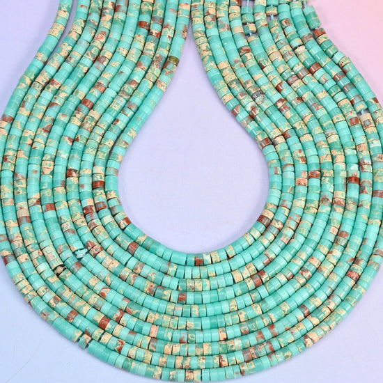 Blue Shoushan Stone Heishi Disc Beads 2x4mm, hole 1.0mm (+/- 0.2mm), centre drilled