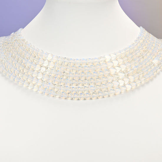 Opalite Flat Heart Beads: Size 6mm, Jewelry Making, 15 Inch Strand