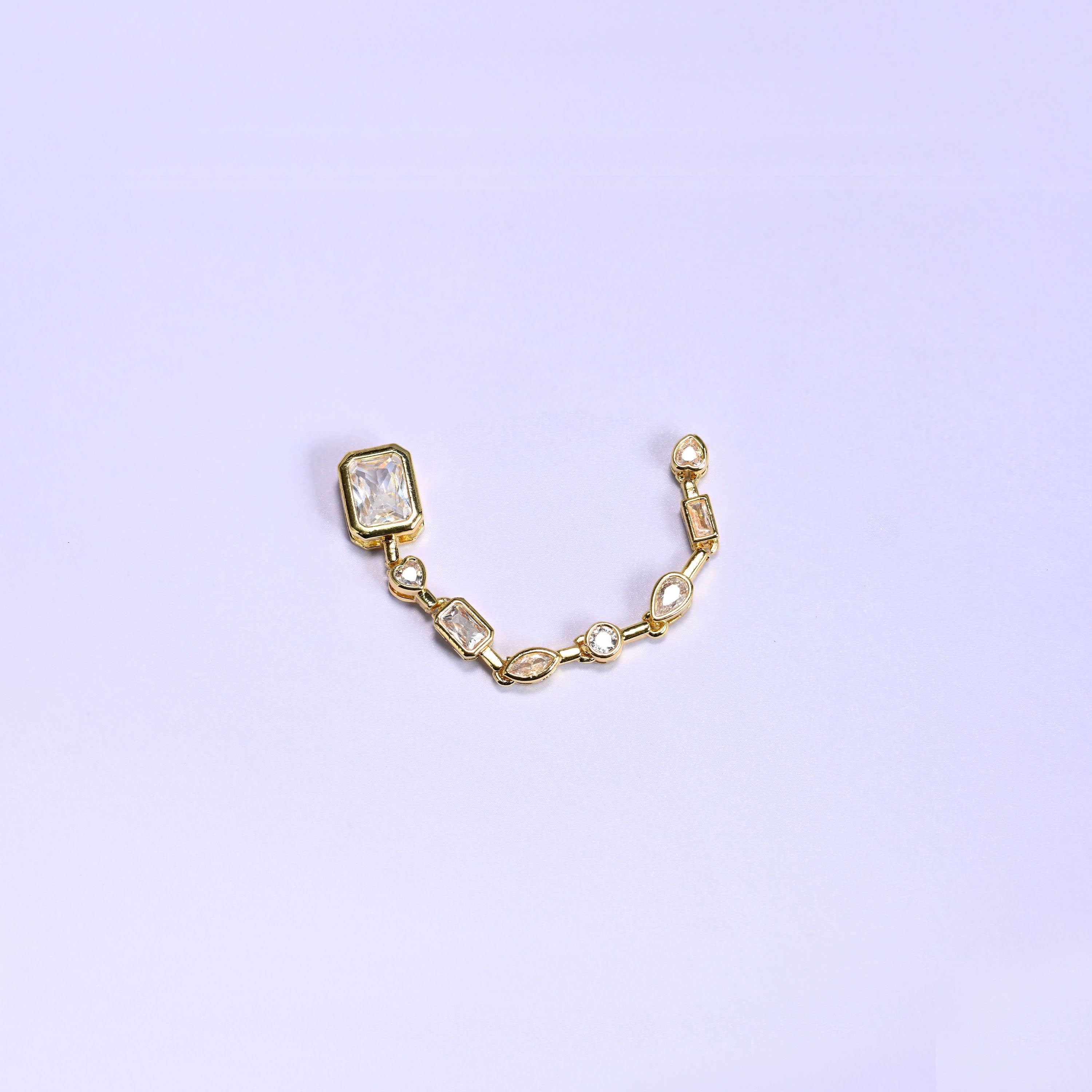 Multi-shape bezel chain segment cut brass, 18k gold plated, beads