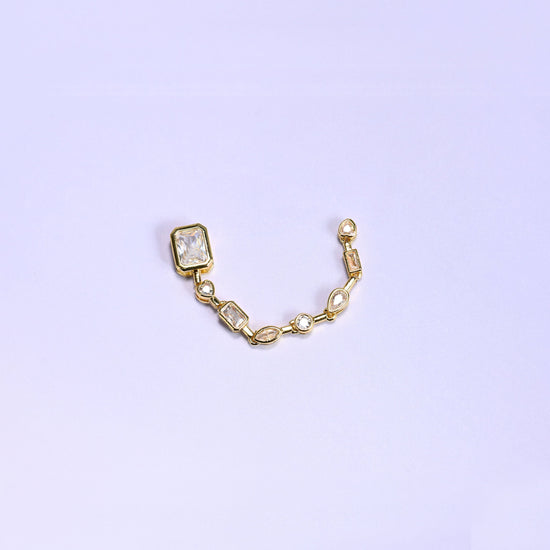 Multi-shape bezel chain segment cut brass, 18k gold plated, beads