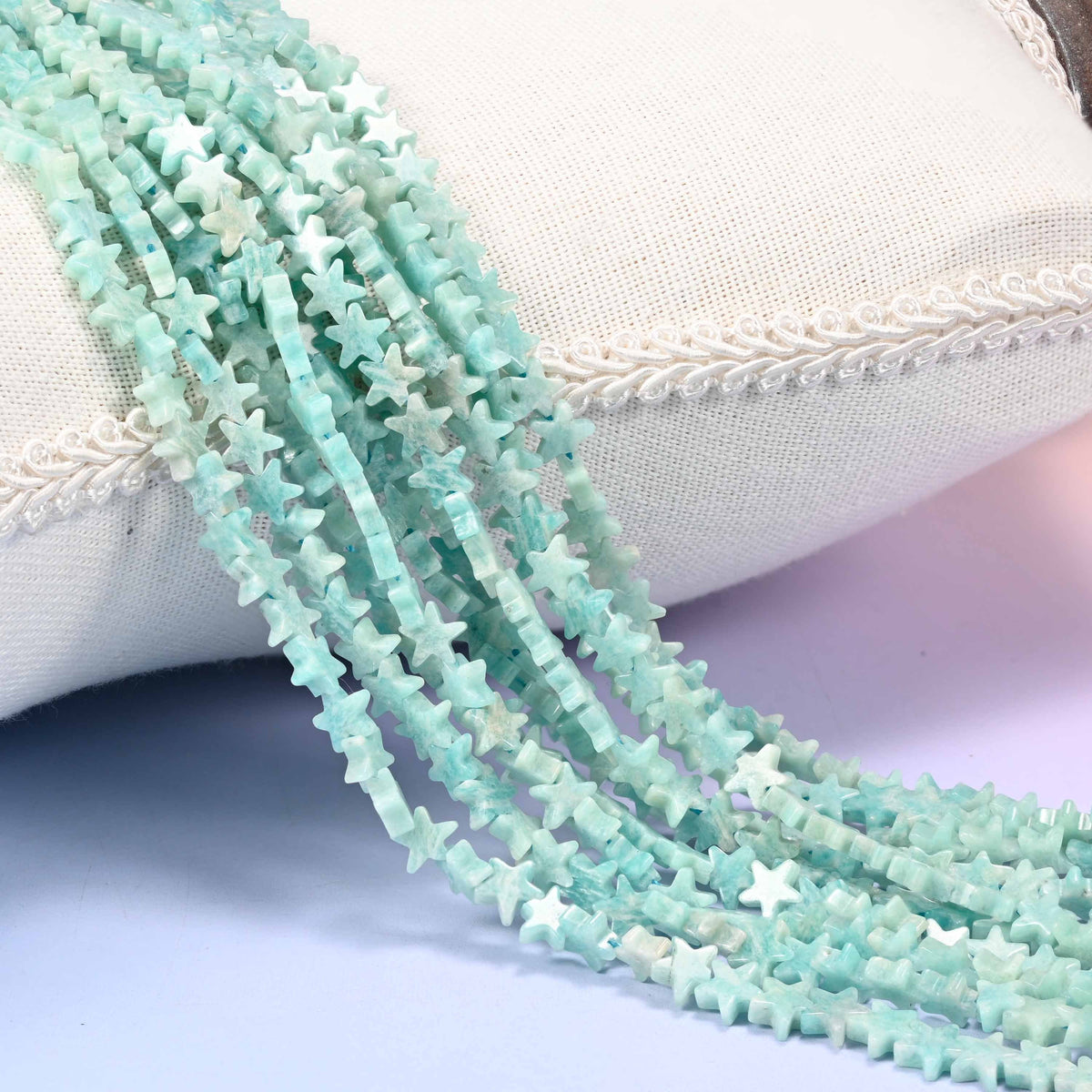 Blue Amazonite Flat Star Beads 6mm