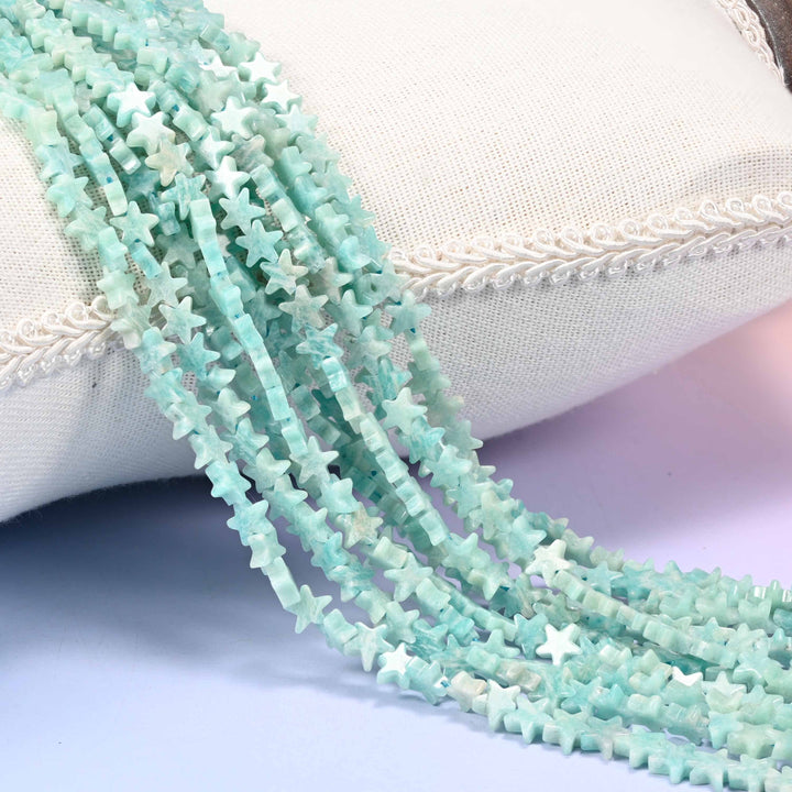Blue Amazonite Flat Star Beads 6mm