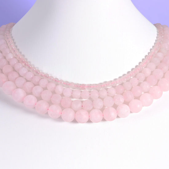 Rose quartz round beads in pale blush pink
