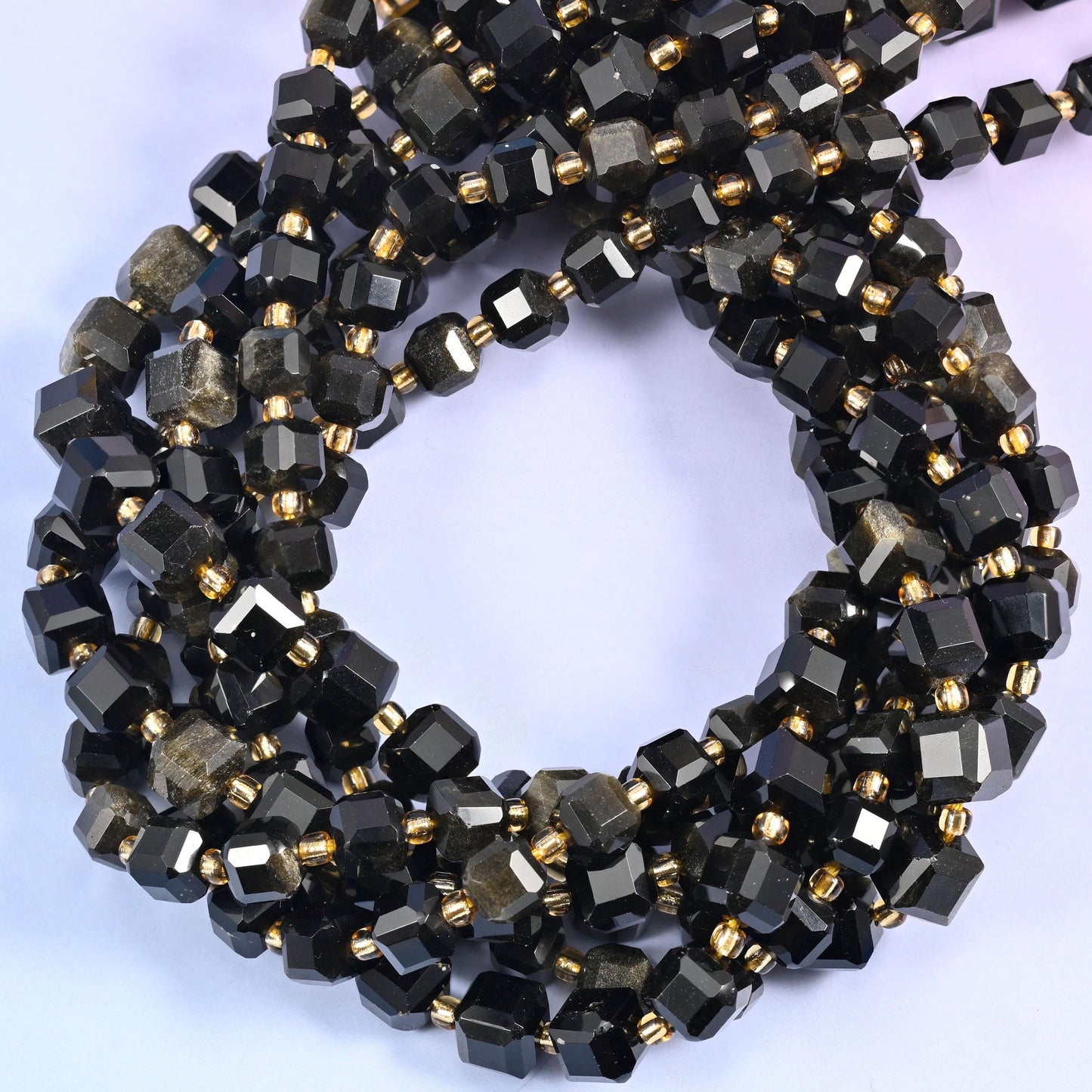 Gold Obsidian beads for jewellery making