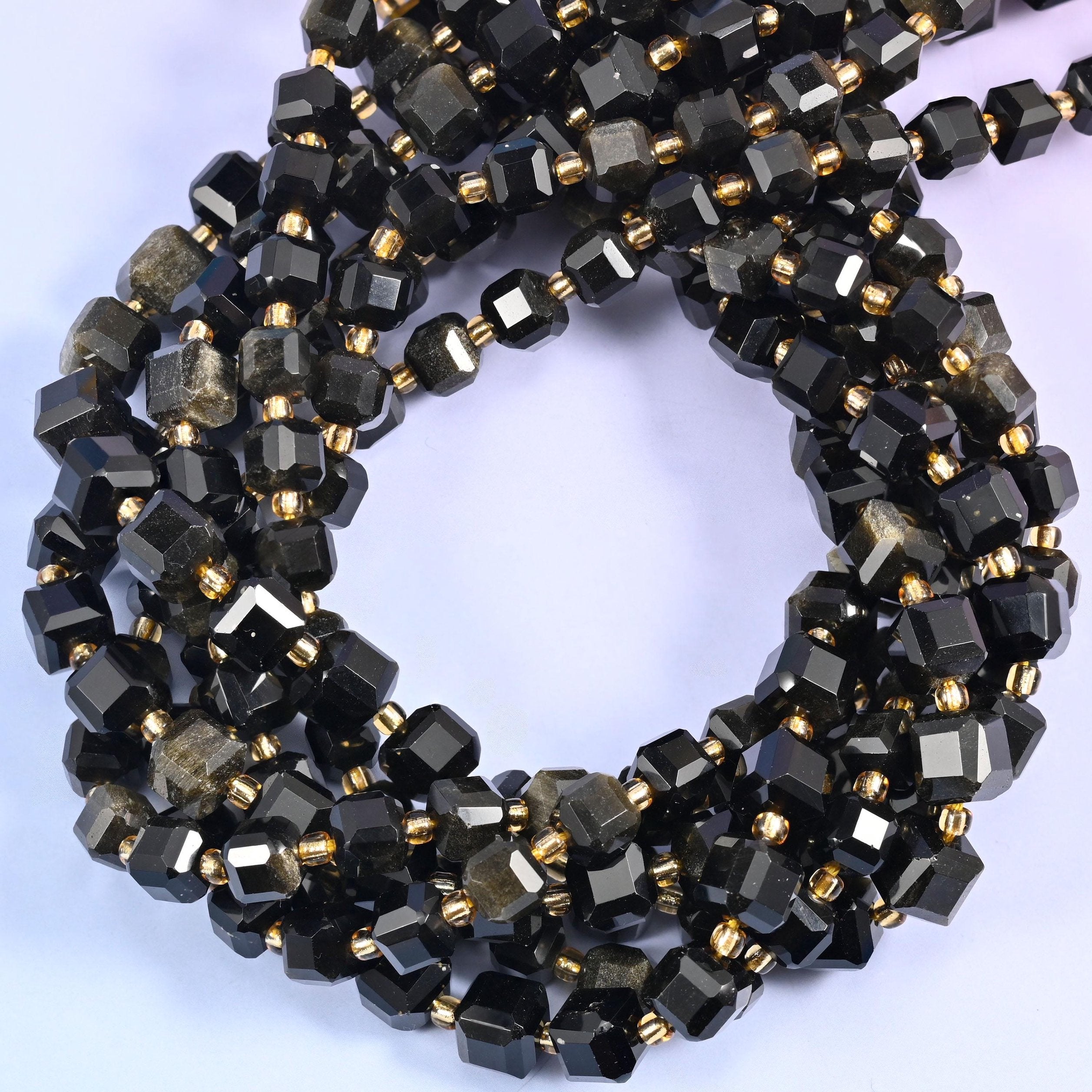 Gold Obsidian beads for jewellery making