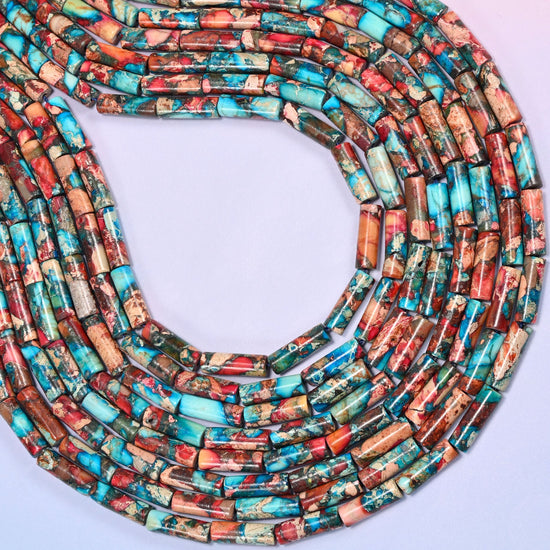 Sea Sediment Jasper Tube Beads with a 1.2mm centrally drilled hole.