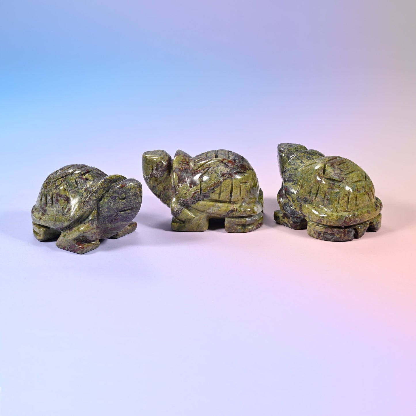 Hand-carved turtle figurine in natural gemstone