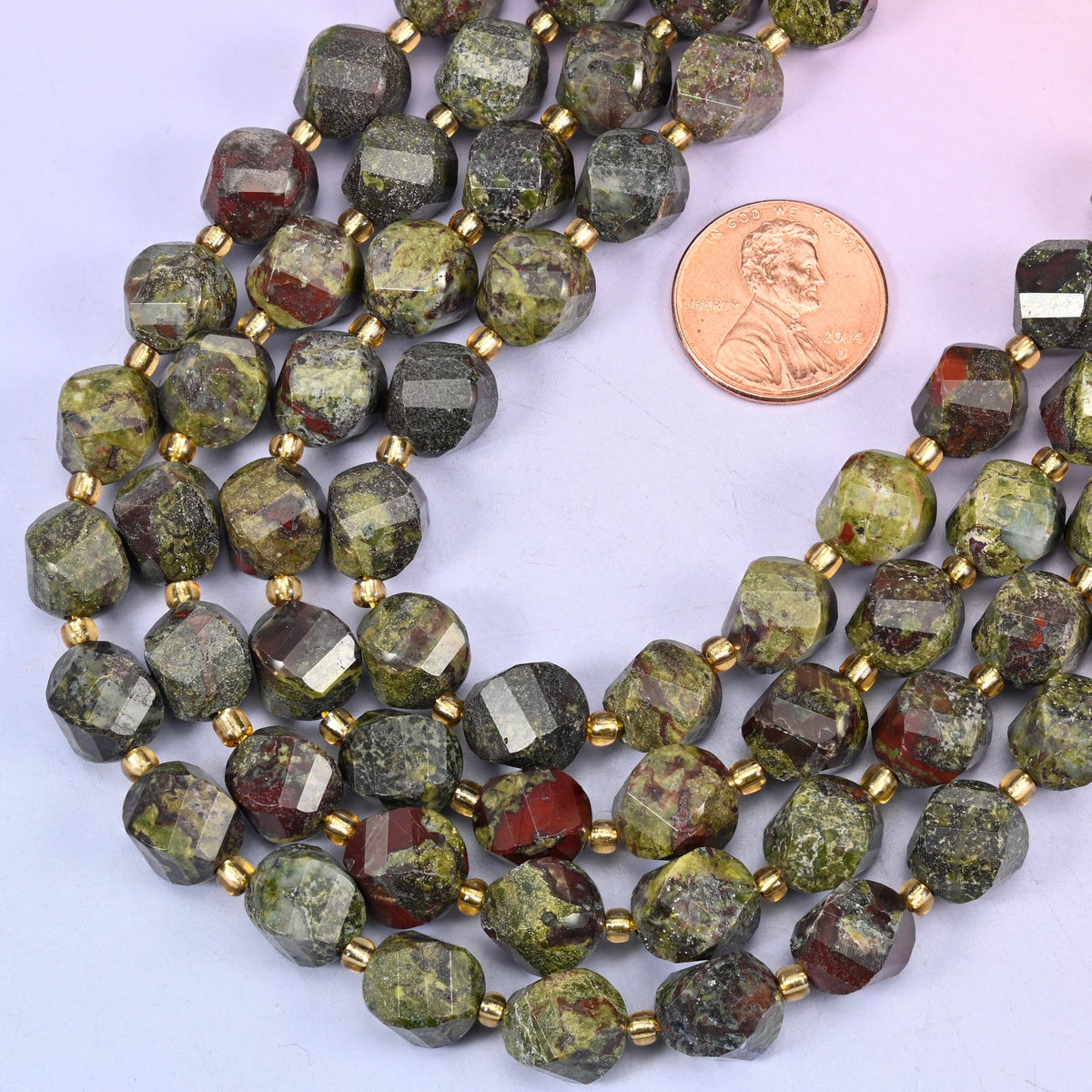 10mm dragon bloodstone faceted spiral twist beads for bracelets, necklaces and earrings
