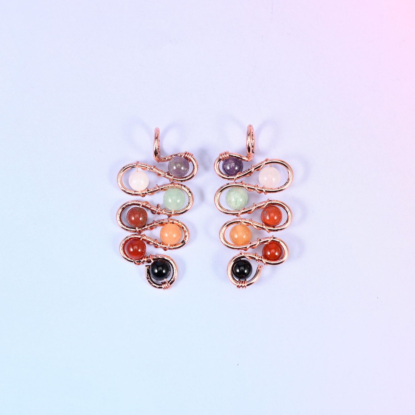 Mixed gemstone beads for jewellery making, swirl leaf pendant