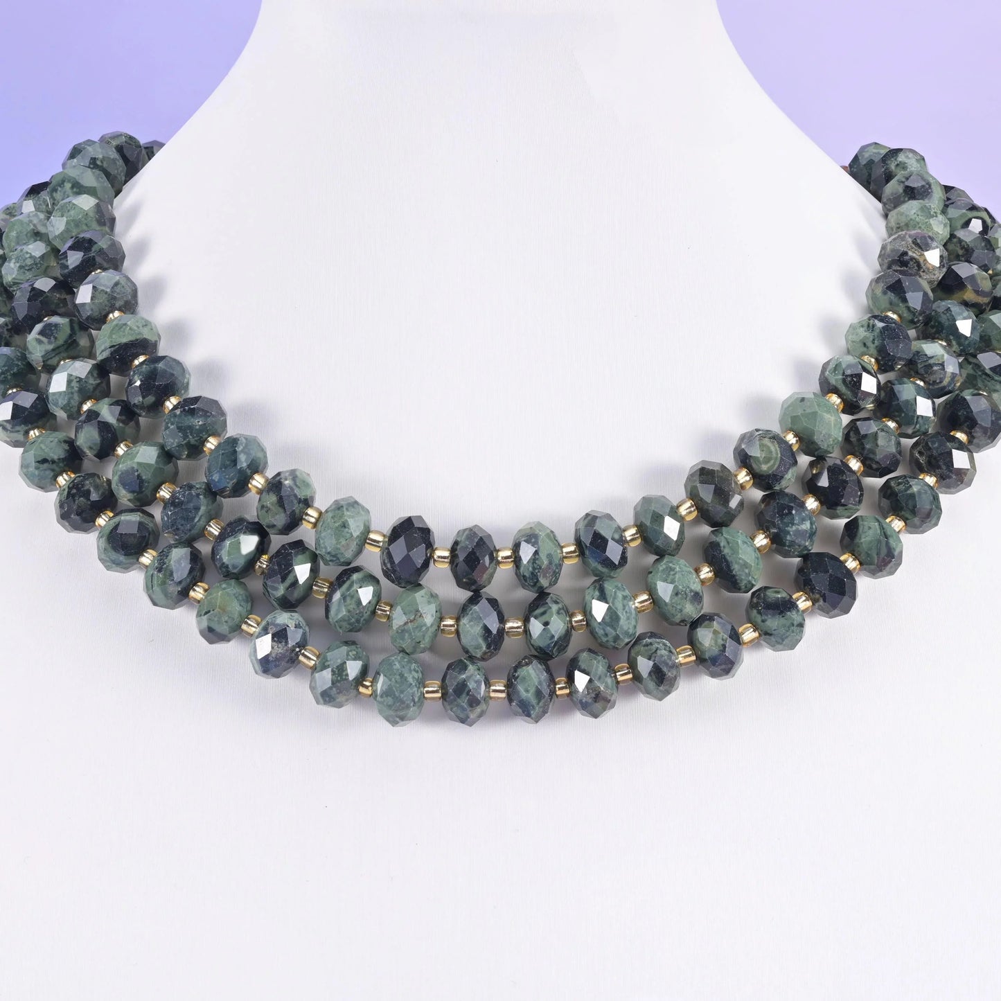 Kambaba Jasper beads, faceted rondelle, 6x10mm