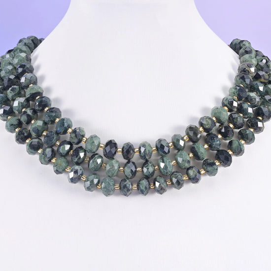 Kambaba Jasper beads, faceted rondelle, 6x10mm