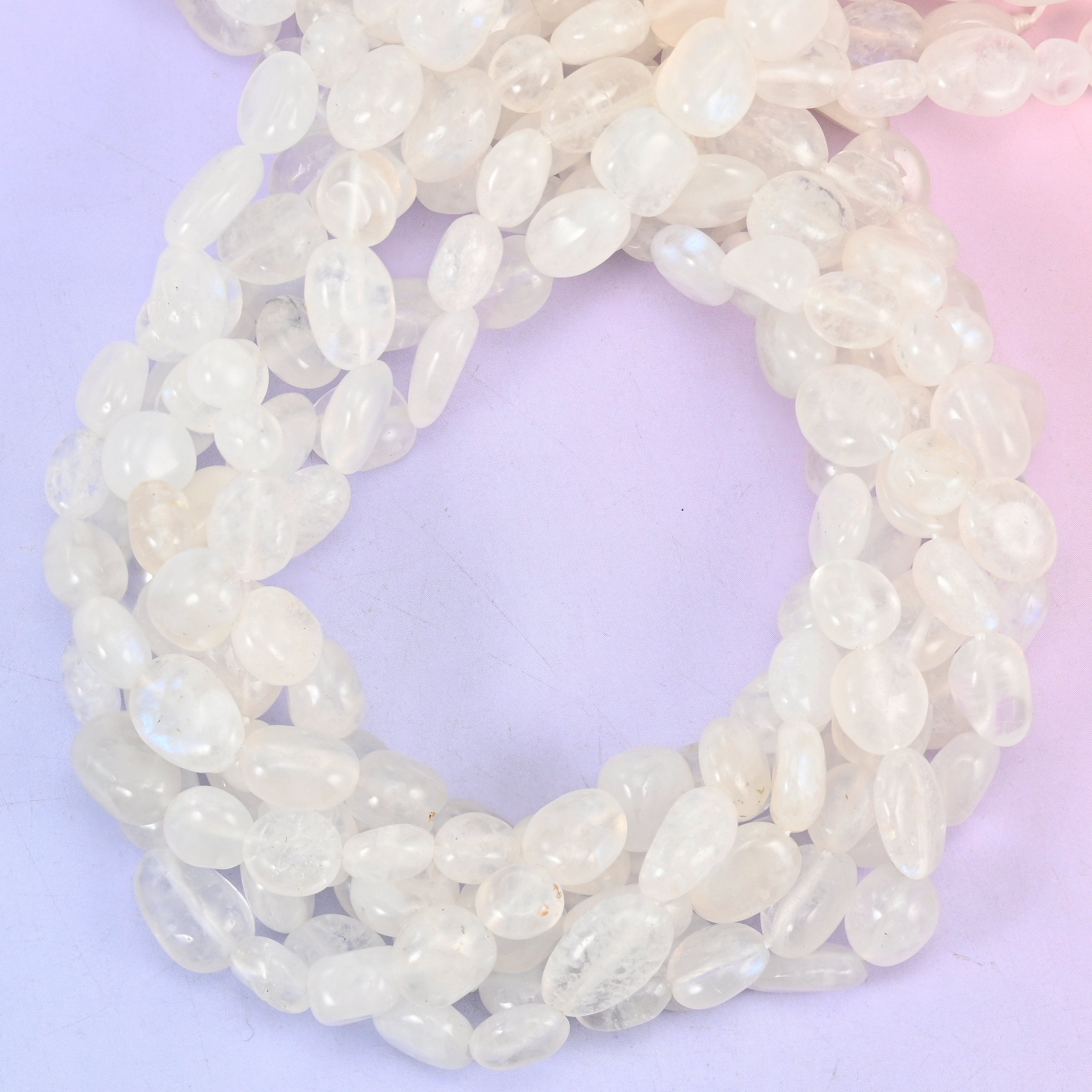 White Moonstone Pebble Nugget Beads 6-8mm 8-12mm Jewelry Making 15.5" Strand