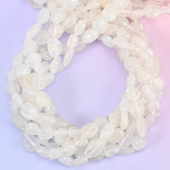 White Moonstone Pebble Nugget Beads 6-8mm 8-12mm Jewelry Making 15.5" Strand