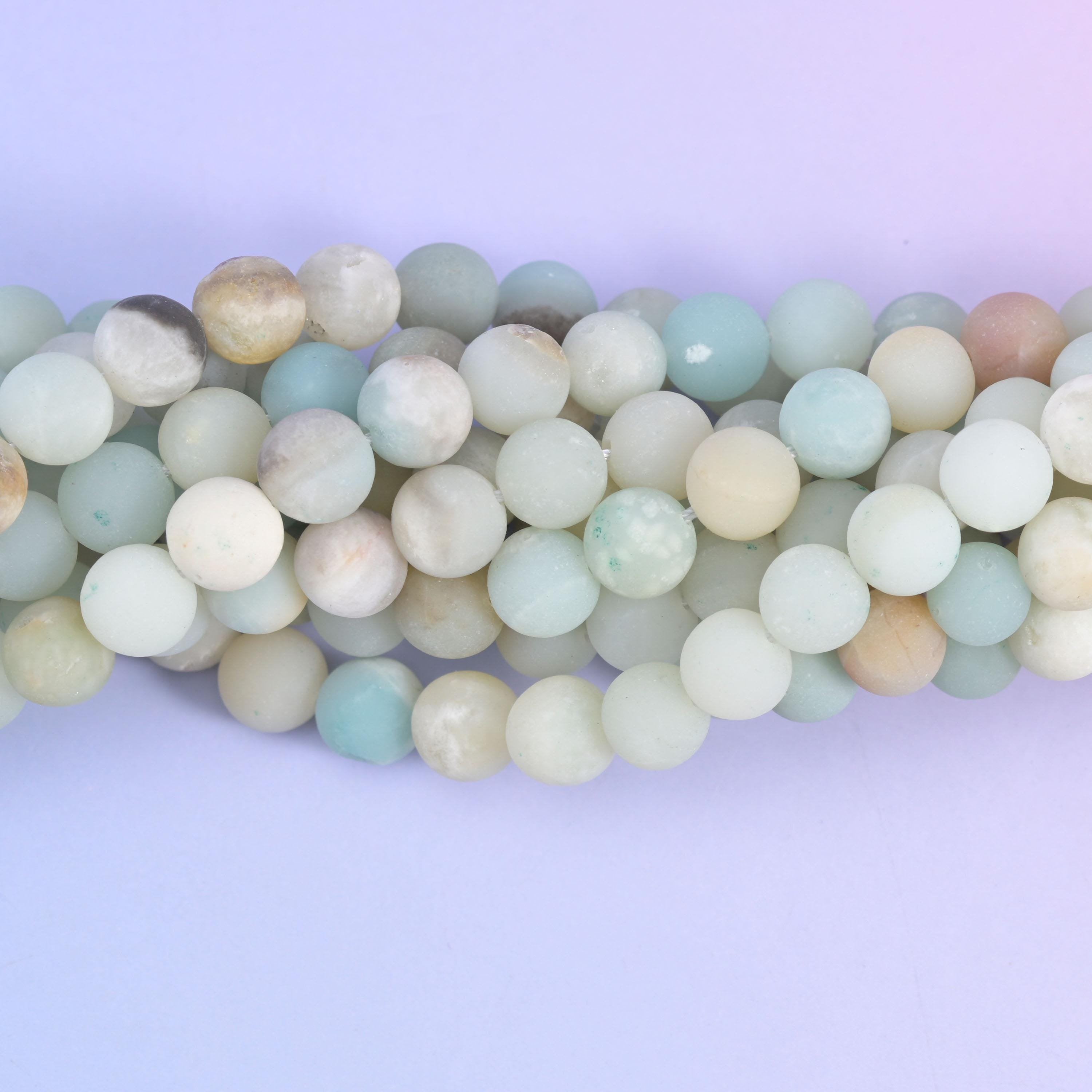 Round cut Amazonite beads with a velvety matte finish