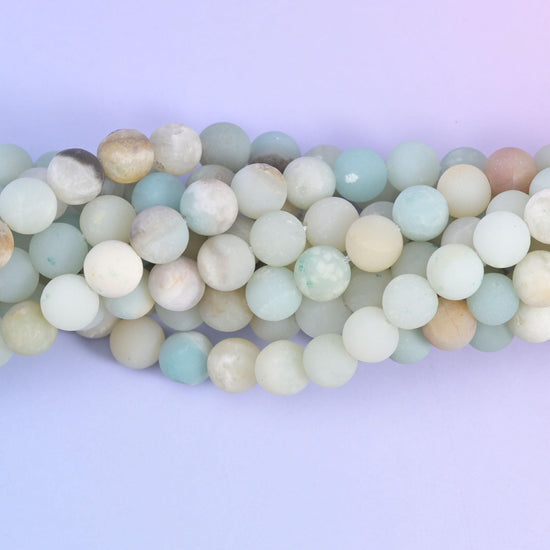 Round cut Amazonite beads with a velvety matte finish
