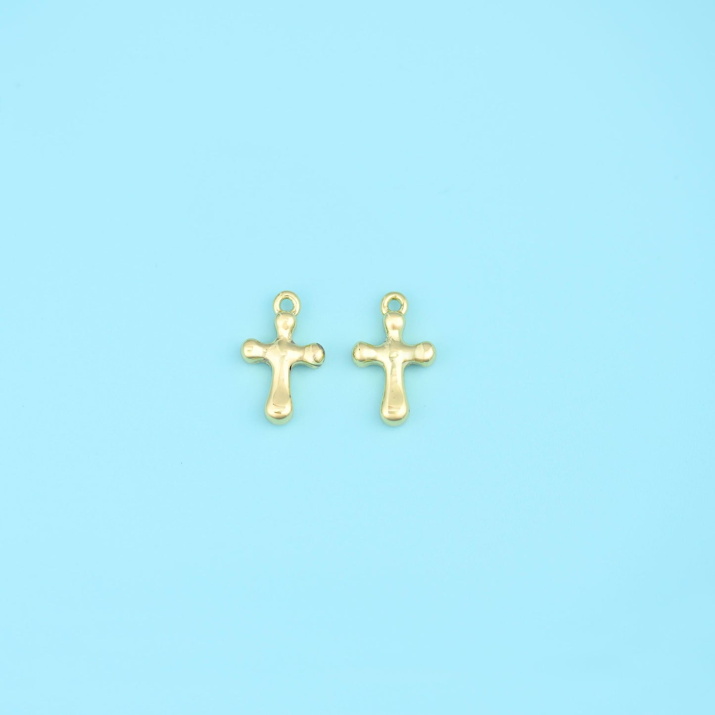 18K Gold Filled Tiny Cross Charm 14x8.66mm, sold per piece