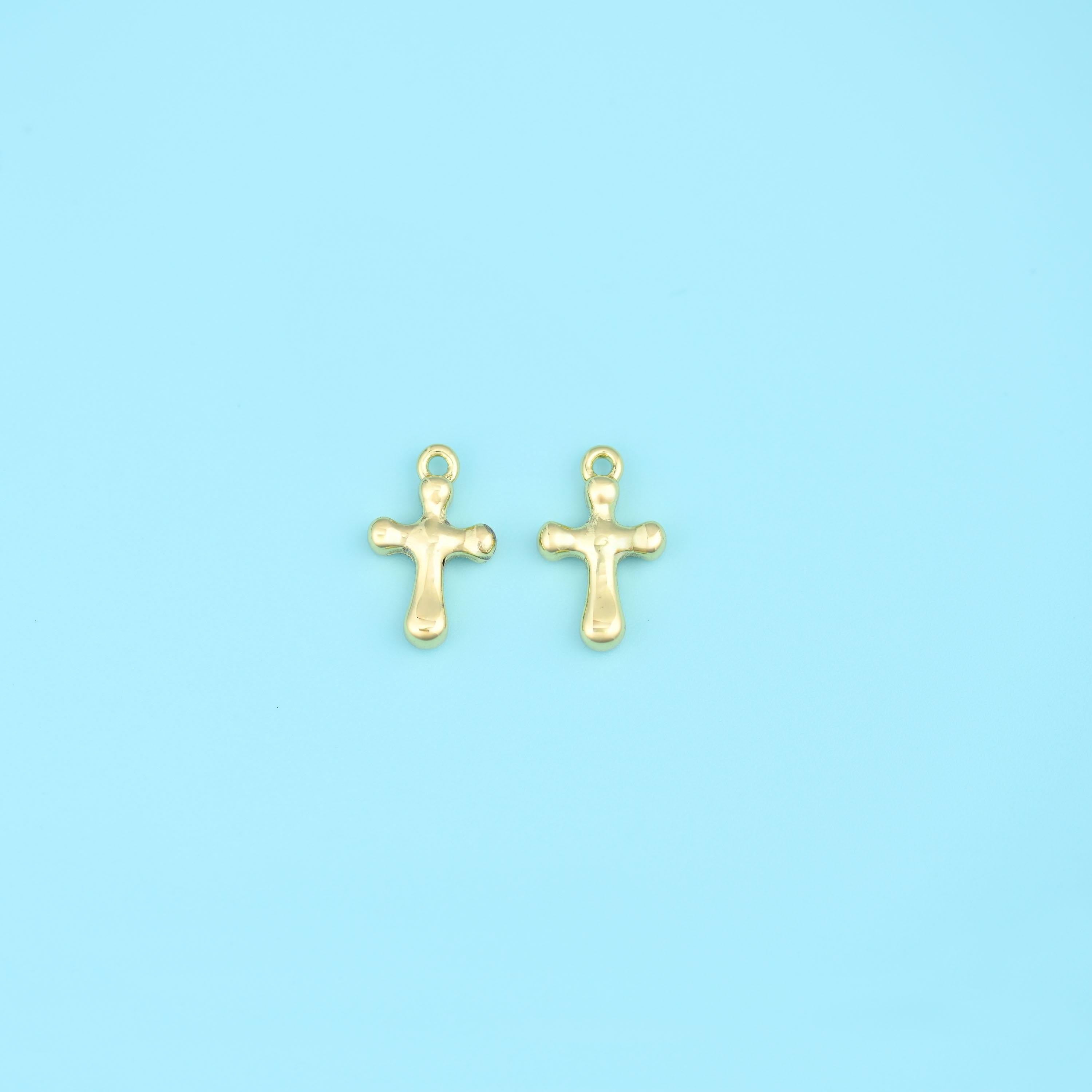 18K Gold Filled Tiny Cross Charm 14x8.66mm, sold per piece