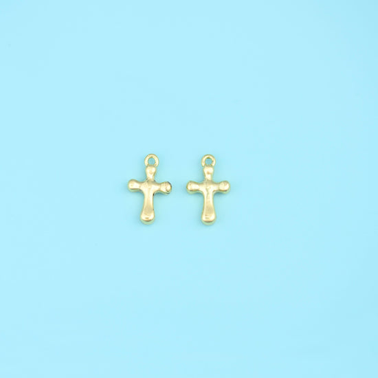 18K Gold Filled Tiny Cross Charm 14x8.66mm, sold per piece