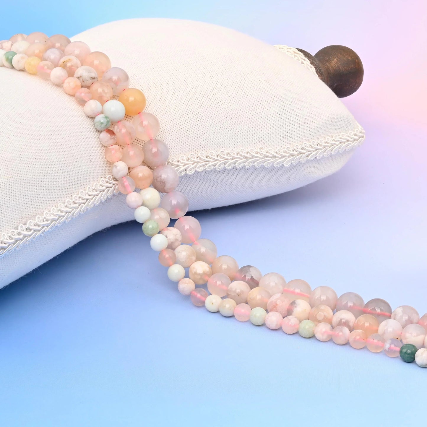 Sakura Flower Agate Smooth Round Beads