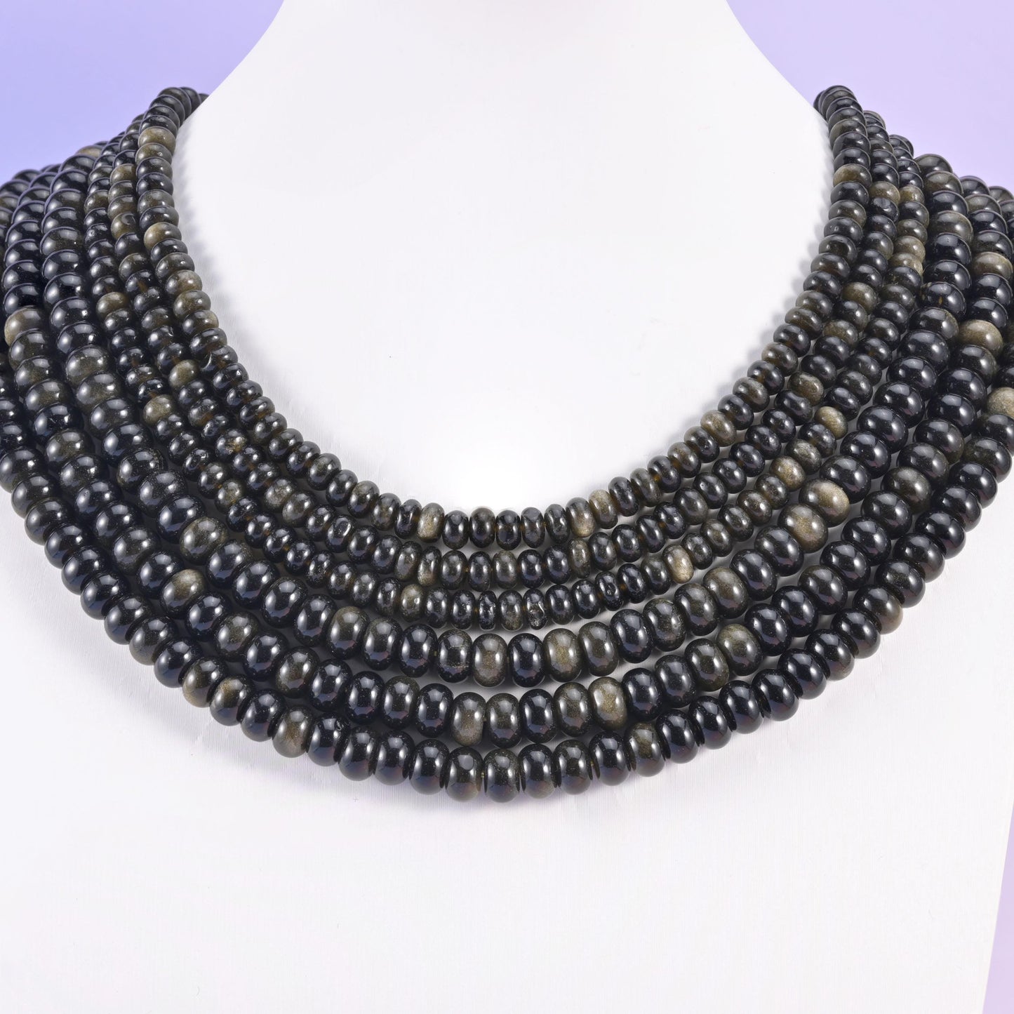 Gold Obsidian beads, rondelle shape, 4x6mm and 5x8mm