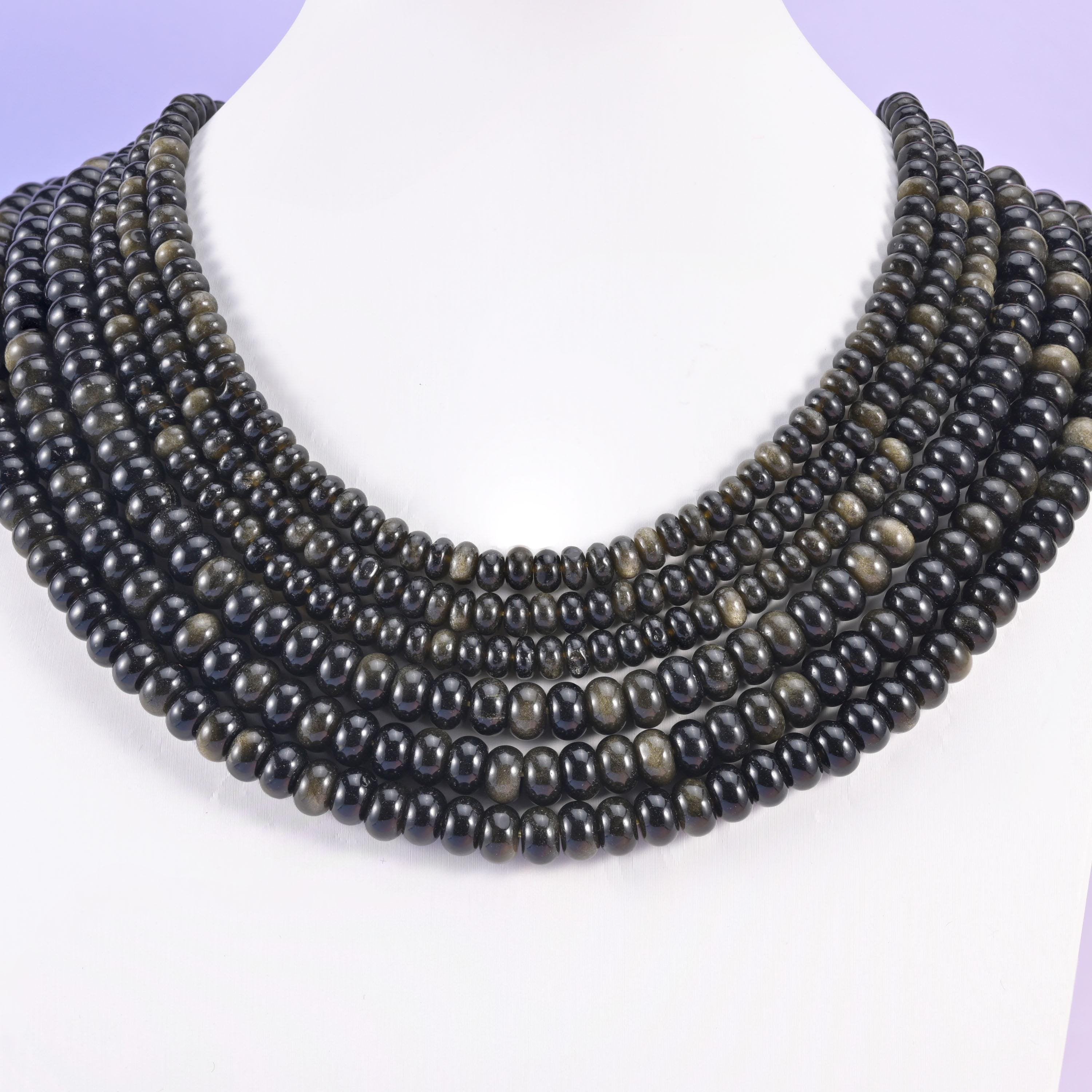 Gold Obsidian beads, rondelle shape, 4x6mm and 5x8mm
