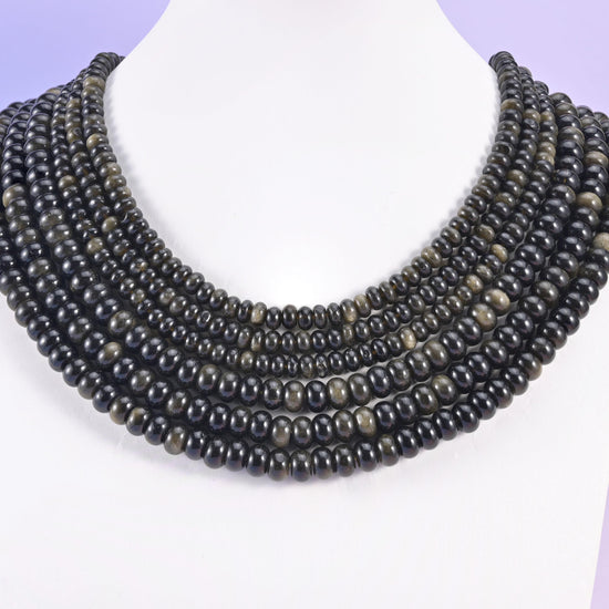 Gold Obsidian beads, rondelle shape, 4x6mm and 5x8mm