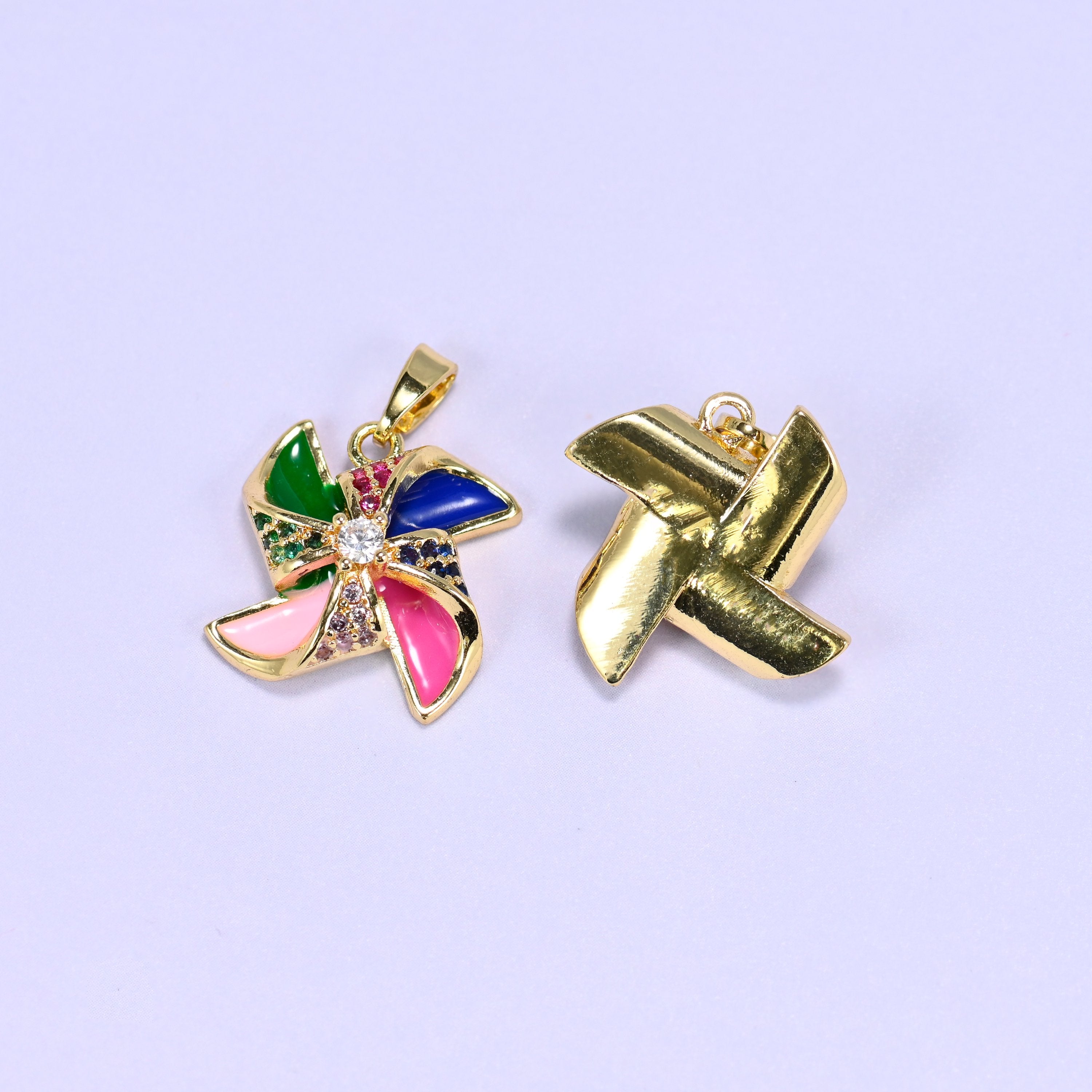Colorful Windmill Zircon Charms: DIY Pendants, Jewelry Making Supply
