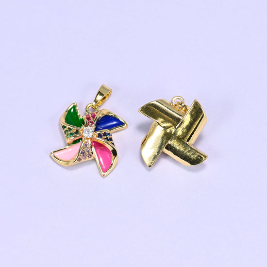 Colorful Windmill Zircon Charms: DIY Pendants, Jewelry Making Supply